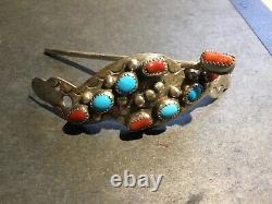 Vintage Native American Sterling Silver & Turquoise Hair Pin Set