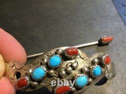 Vintage Native American Sterling Silver & Turquoise Hair Pin Set