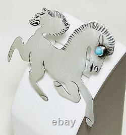 Vintage Native American Sterling Silver Turquoise Horse Brooch Pin Dave Pino