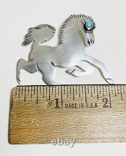 Vintage Native American Sterling Silver Turquoise Horse Brooch Pin Dave Pino
