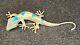 Vintage Native American Sterling Silver Turquoise Opal Lizard Pin Brooch Pendant