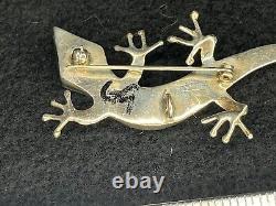 Vintage Native American Sterling Silver Turquoise Opal Lizard Pin Brooch Pendant