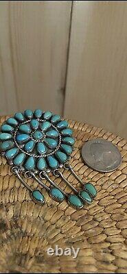 Vintage Native American Sterling Silver & Turquoise Pin