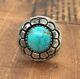 Vintage Native American Sterling Silver Turquoise Pin Back Brooch Turquoise