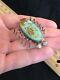 Vintage Native American Sterling Silver & Turquoise Spider Bug Insect Brooch Pin