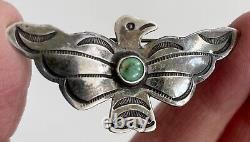 Vintage Native American Sterling Silver Turquoise Thunderbird Pin Brooch Navajo