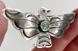 Vintage Native American Sterling Silver Turquoise Thunderbird Pin Brooch Navajo