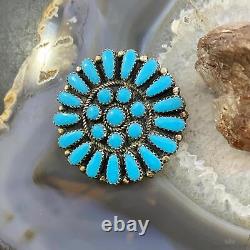 Vintage Native American Sterling Turquoise Cluster Brooch/Pendant For Women