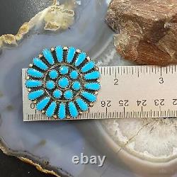 Vintage Native American Sterling Turquoise Cluster Brooch/Pendant For Women