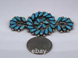 Vintage Native American Sterling & Turquoise Fine Needlepoint Brooch