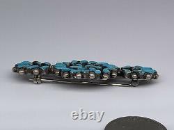Vintage Native American Sterling & Turquoise Fine Needlepoint Brooch