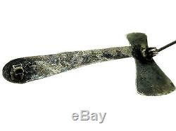 Vintage Native American Style Sterling Silver Tomahawk Pin/Brooch with Patina