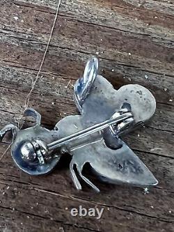 Vintage Native American Zuni Angus Ahiyite Sterling Silver Bee Insect Pin Brooch