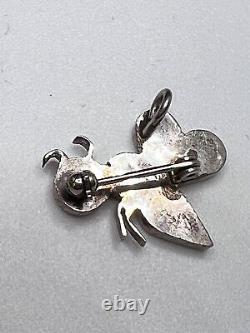 Vintage Native American Zuni Angus Ahiyite Sterling Silver Bee Insect Pin Brooch