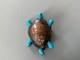 Vintage Native American Zuni Cowrie Shell Turtle Turquoise Brooch Sterling Pin