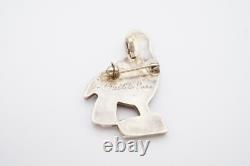 Vintage Native American Zuni Mother Of Pearl Owl Brooch Pin Ed & Pablita Quam