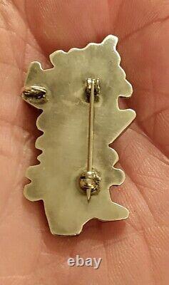 Vintage Native American Zuni Silver & Natural Stones Dancer Pin Brooch