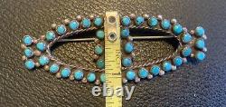 Vintage Native American Zuni Snake Eye Brooch Pin Turquoise, Sterling, 38-Stone