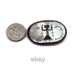 Vintage Native American Zuni Sterling Silver 925 Inlaid Yei Kachina Pin Brooch