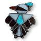 Vintage Native American Zuni Sterling Silver Inlay Turquoise Bird Brooch Pin