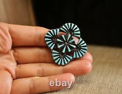 Vintage Native American Zuni Sterling Silver Pin Brooch