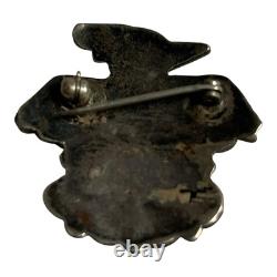 Vintage Native American Zuni Sterling Silver inlay Thunderbird Pin