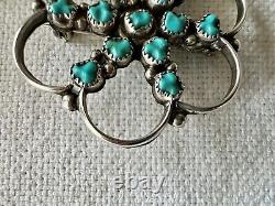 Vintage /Native American Zuni Sterling Turquoise Petit Point Pin / Brooch