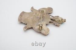 Vintage Native American Zuni Turquoise Knifewing Brooch Pin H E Cellicion