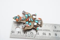 Vintage Native American Zuni Turquoise Knifewing Brooch Pin H E Cellicion