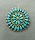 Vintage Native American Zuni Vmb Turquoise Inlay Pin Or Pendant