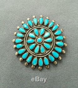 Vintage Native American Zuni VMB Turquoise Inlay Pin or Pendant