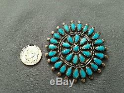 Vintage Native American Zuni VMB Turquoise Inlay Pin or Pendant