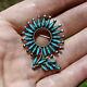 Vintage Native American Zuni Sterling Silver Needlepoint Turquoise Brooch Pin