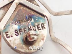 Vintage Native American by Evelyn Spencer, Navajo Sterling Malachite Set Spider