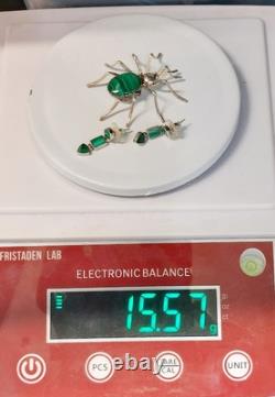 Vintage Native American by Evelyn Spencer, Navajo Sterling Malachite Set Spider