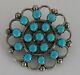 Vintage Native American, Pendant & Pin Sterling, Turquoise Cluster Petite Point