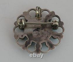 Vintage Native American, pendant & pin sterling, Turquoise cluster petite point
