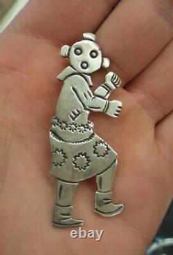 Vintage Native American sterling silver Pin Pablo dancer Figure brooch Signed