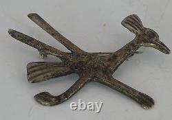Vintage, Native American sterling silver figurative Road Runner pin, brooch