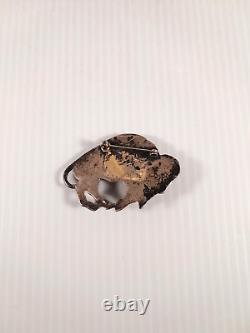 Vintage Native Solid Cast Sterling Silver Buffalo Pin Brooch 35.4 grams