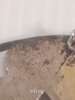 Vintage Native Solid Cast Sterling Silver Buffalo Pin Brooch 35.4 grams