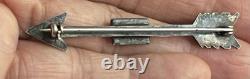 Vintage Navajo Arrow Stamped Silver Brooch Pin Fred Harvey Era Green Tourquoise
