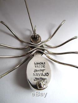 Vintage Navajo Art Simon Yazzie Large Sterling Silver Spider Pendant Pin