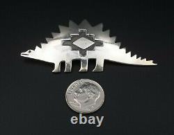 Vintage Navajo Artisan Alice Platero Sterling Silver Dinosaur Brooch 1.7 OS575