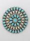 Vintage Navajo Benally Sterling Silver Round Turquoise Brooch Pin Pe (lp2062758)