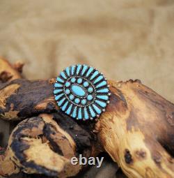 Vintage Navajo Block Turquoise Cluster Pin/Pendant made by A & V Ned