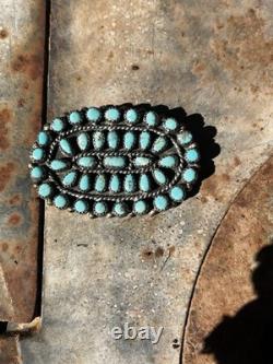 Vintage Navajo Cluster Pin Sterling Silver Turquoise Native American