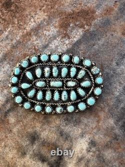 Vintage Navajo Cluster Pin Sterling Silver Turquoise Native American