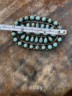 Vintage Navajo Cluster Pin Sterling Silver Turquoise Native American