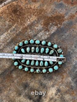 Vintage Navajo Cluster Pin Sterling Silver Turquoise Native American